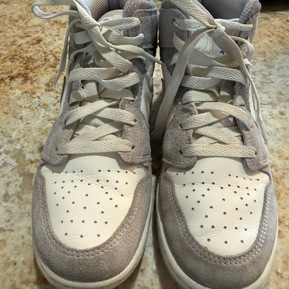 Jordan Light Gray and White Sneakers